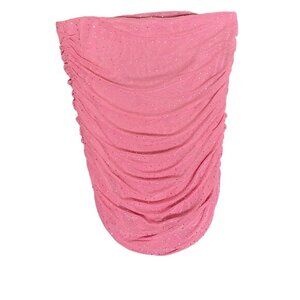 AFRM Womens Rhinestone Pink Ruched Strapless Mesh Top Size Large Blouse‎ NWT